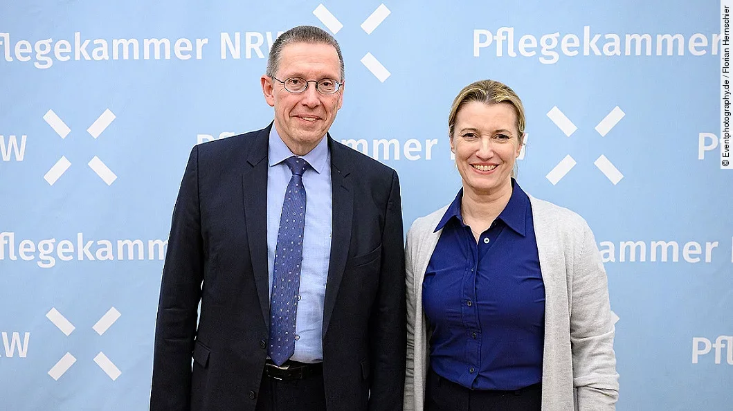 Jens Albrecht und Sandra Postel, Vorstand der Pflegekammer NRW Jens Albrecht und Sandra Postel, Vorstand der Pflegekammer NRW