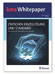 kma Whitepaper „Zwischen Einzellösung und Standard: Wie Kliniken die KI-Revolution sicher gestalten.“ kma Whitepaper „Zwischen Einzellösung und Standard: Wie Kliniken die KI-Revolution sicher gestalten.“