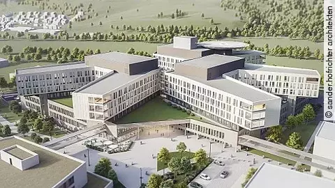 Visualisierung des Zentralklinikums in Lörrach Visualisierung des Zentralklinikums in Lörrach