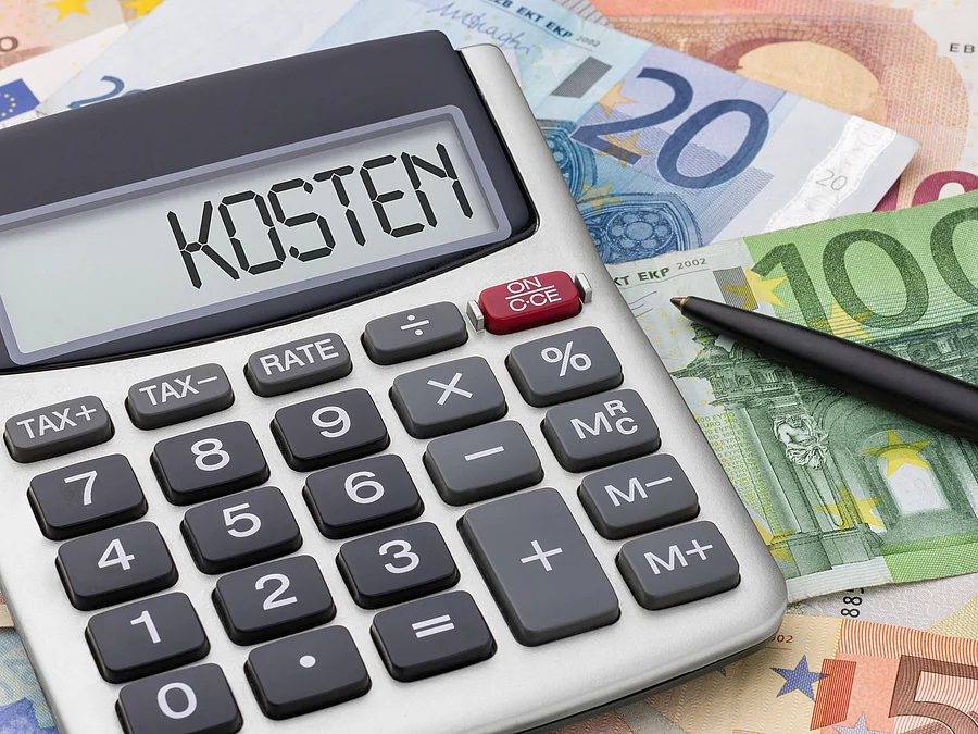 Taschenrechner mit Geldscheinen - Kosten