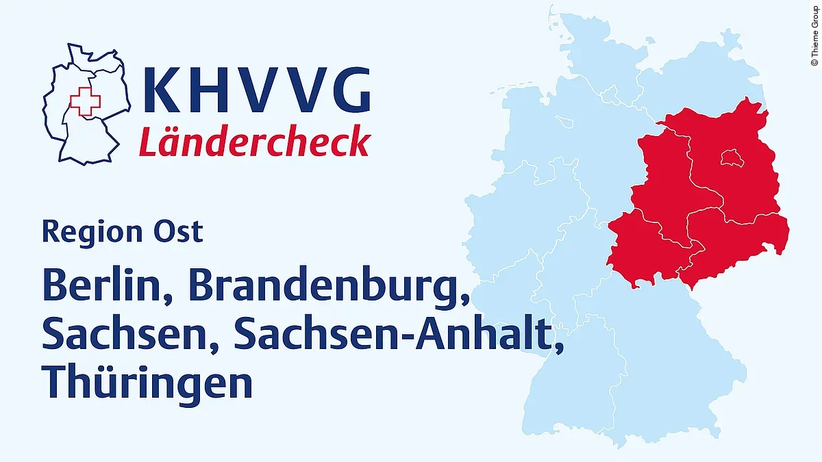 Deutschlandkarte bei der die Region Ost optisch hervorgehoben ist.