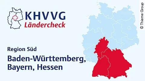 Deutschlandkarte bei der die Region Süd optisch hervorgehoben ist.