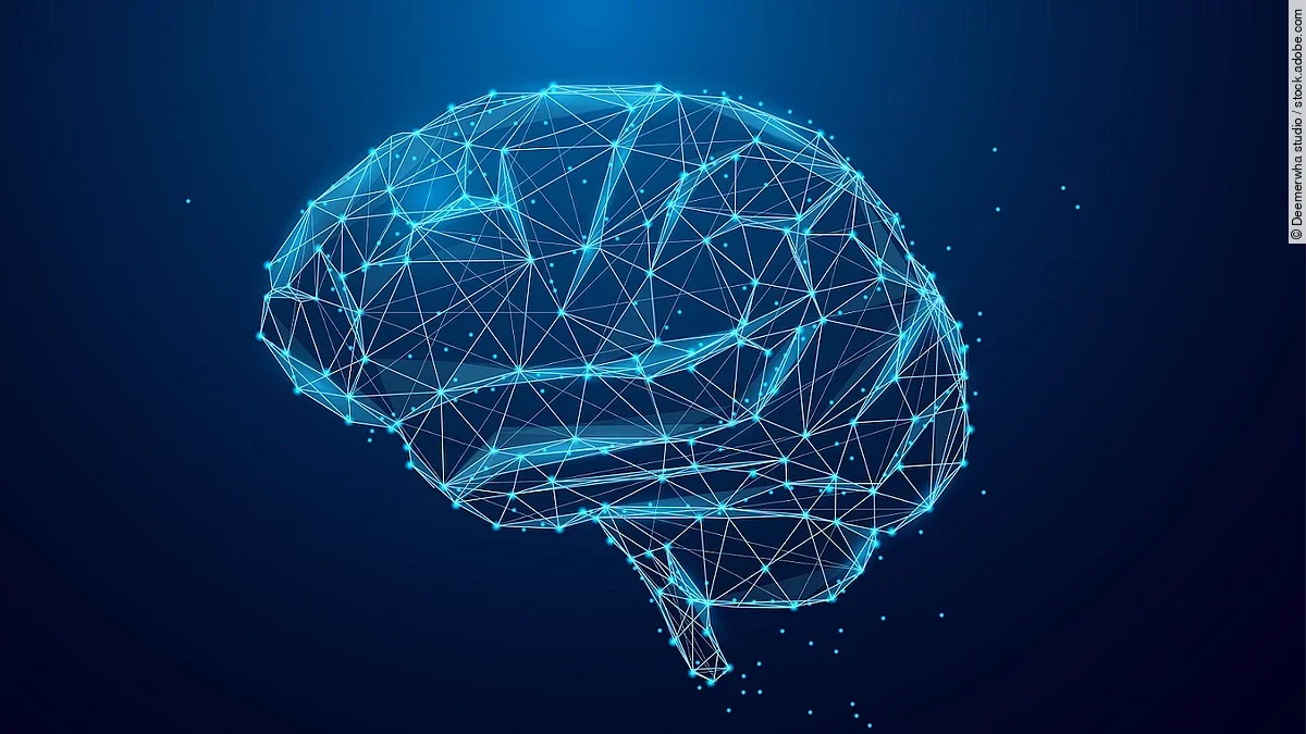 Künstliche Intelligenz Gehirn durch das symbolisiert Daten via Knotenpunkte geschickt werden (Künstliche Intelligenz)