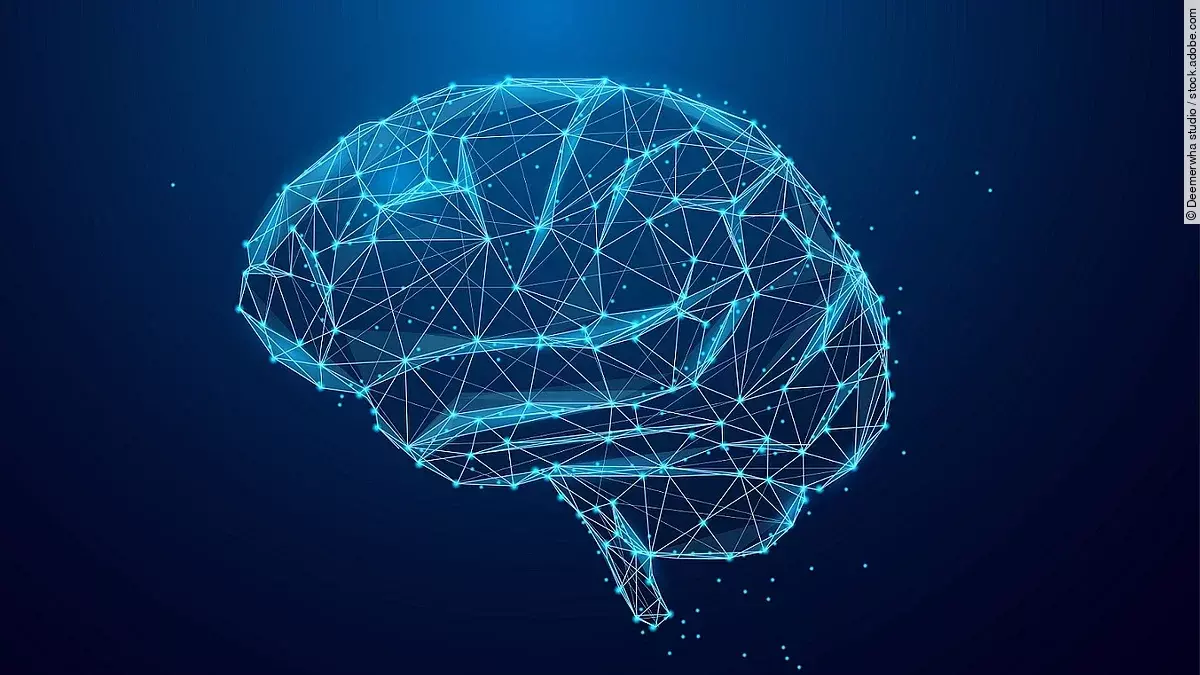 Gehirn durch das symbolisiert Daten via Knotenpunkte geschickt werden (Künstliche Intelligenz)