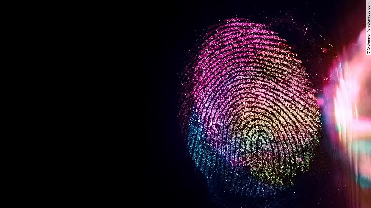 Fingerabdruck bunt eingefärbt