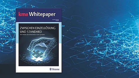 kma Whitepaper „Zwischen Einzellösung und Standard: Wie Kliniken die KI-Revolution sicher gestalten.“ 