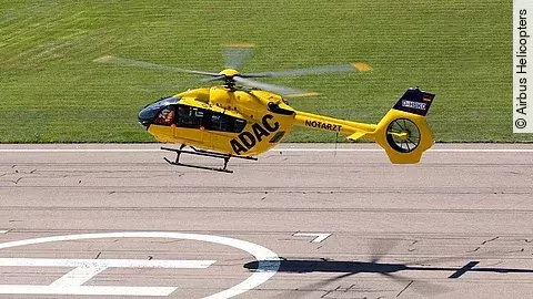 Die neue H145 mit Fünfblattrotor im Landeanflug