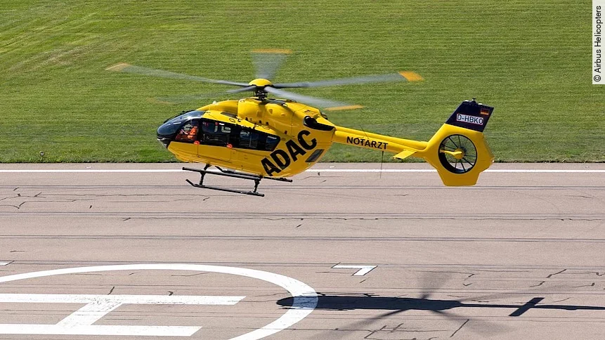 Die neue H145 mit Fünfblattrotor im Landeanflug