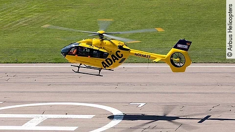 Die neue H145 mit Fünfblattrotor im Landeanflug