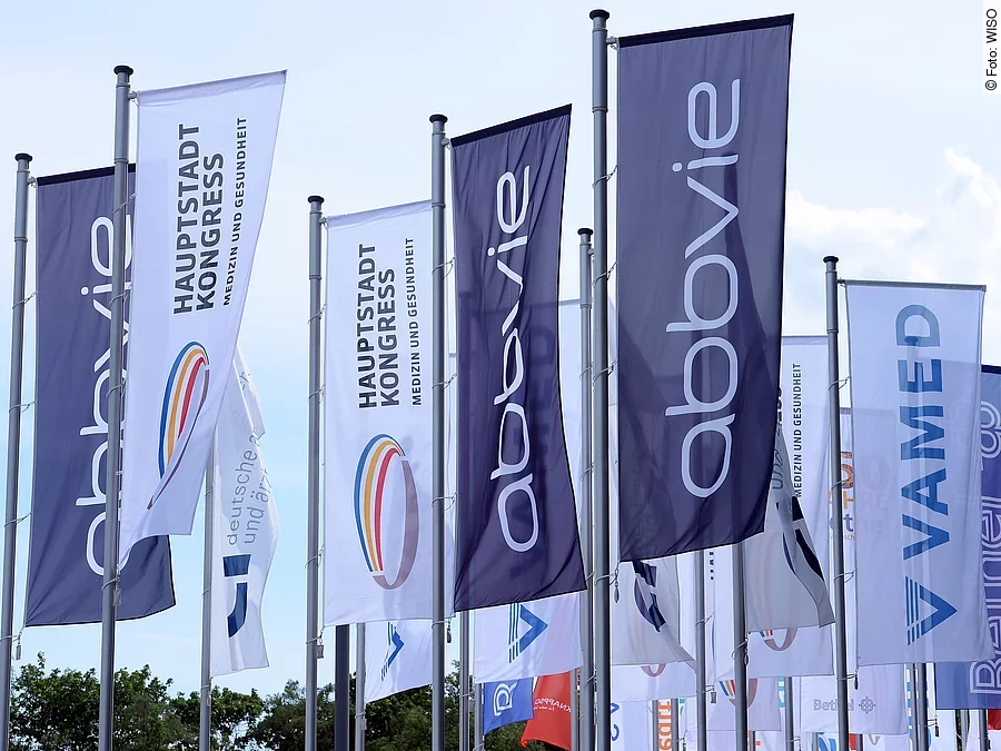 Fahnen vor dem City Cube, HSK 2017