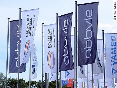 Fahnen vor dem City Cube, HSK 2017