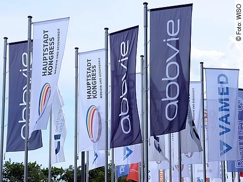 Fahnen vor dem City Cube, HSK 2017