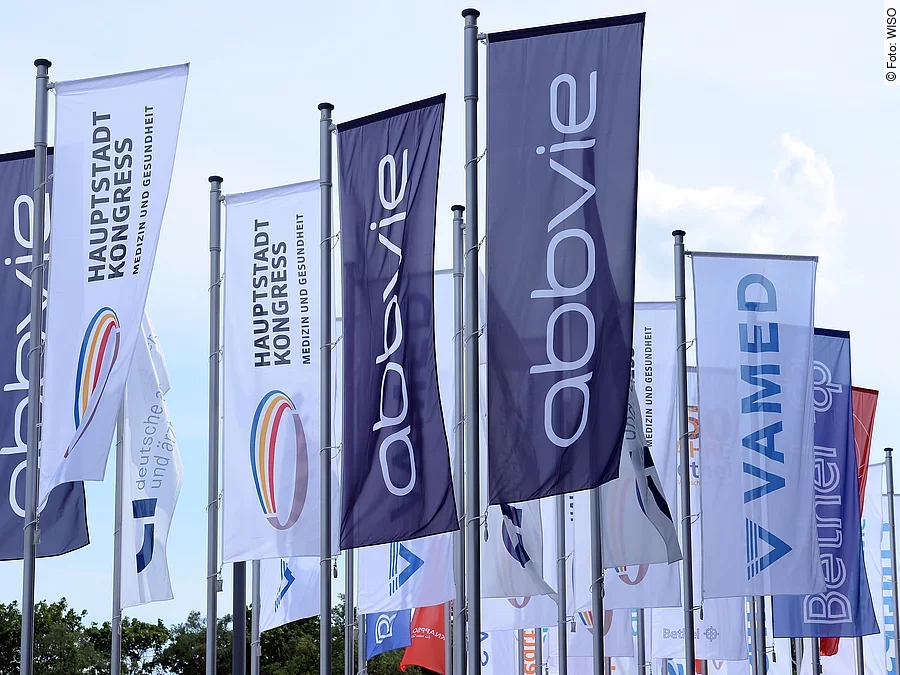 Fahnen vor dem City Cube, HSK 2017