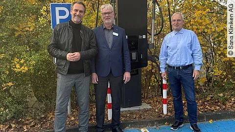 Neue E-Ladesäule am Sana-Standort in Düsseldorf