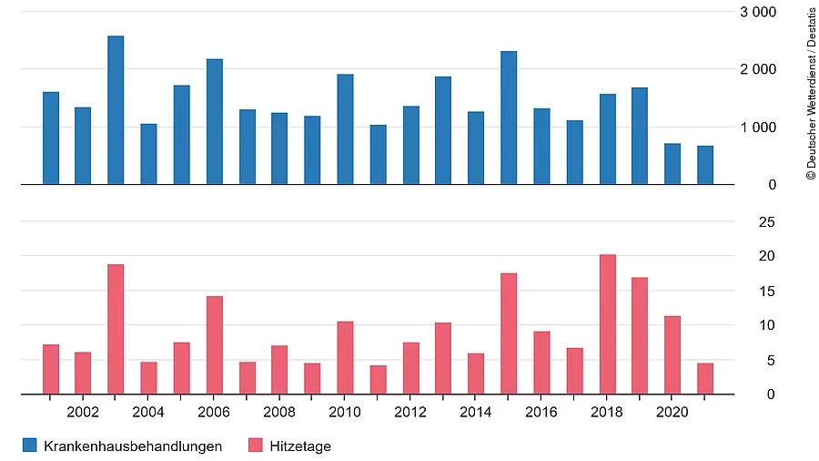 Stationäre Klinikbehandlungen wegen Hitze und Hitzetage