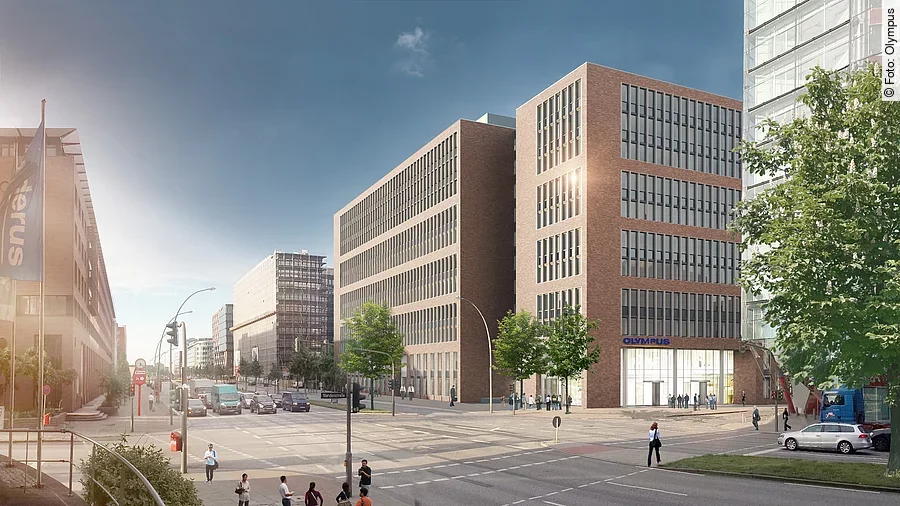 Illustration des Neubaus von Olympus in Hamburg