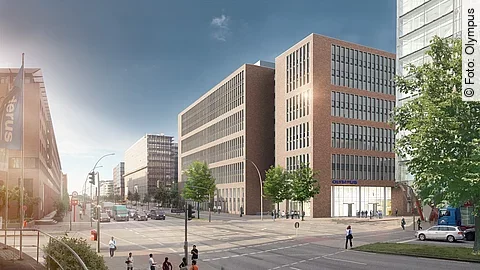 Illustration des Neubaus von Olympus in Hamburg