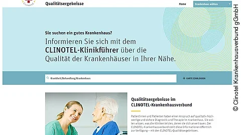 Screenshot Clinotel Qualitätsportal