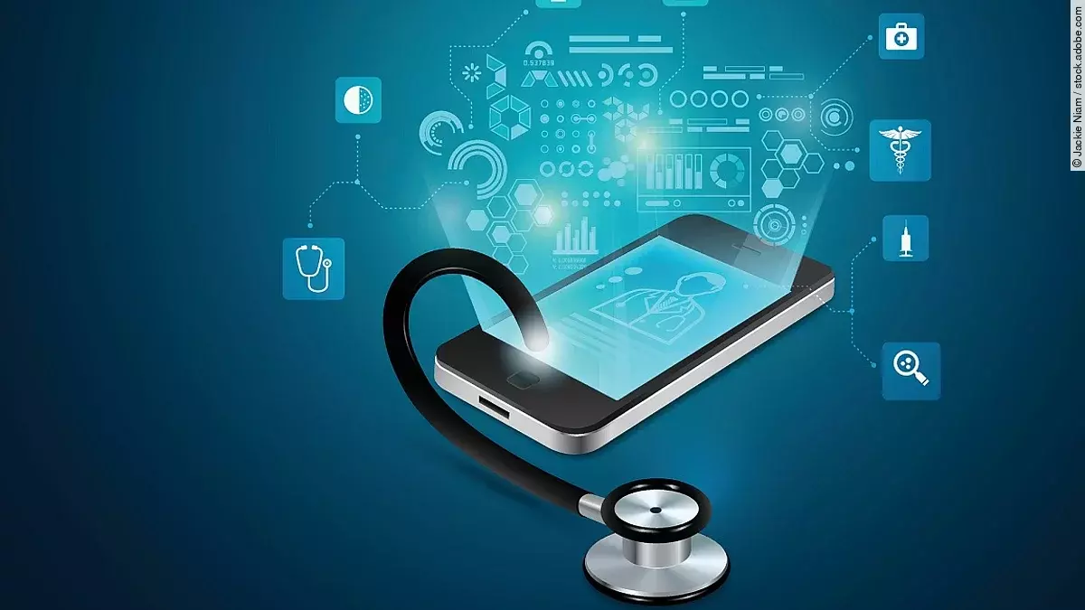 Digital Health Stethoskop mit einem Smartphone
