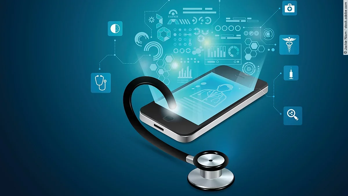 Digital Health Stethoskop mit einem Smartphone