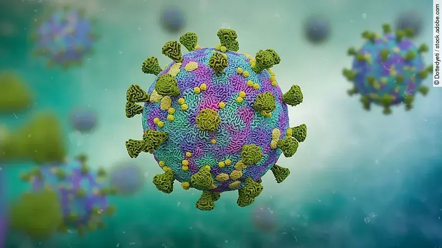 Mehrere Viren schweben umher. 