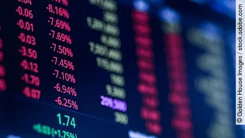 Digitales Display mit Aktienkursen