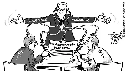 Compliance-Manager mit Kooperationsvertrag und Krankenhaus sowie Niedergelassene