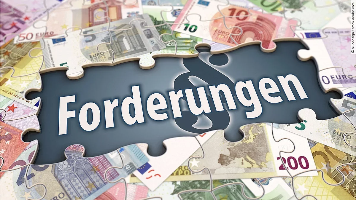 Forderungen Ein Puzzle aus Euro-Scheinen. In eine Lücke steht das Wort "Fördermittel".