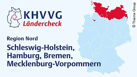 KHVVG Ländercheck Region Nord Deutschlandkarte bei der die Region Nord optisch hervorgehoben ist.