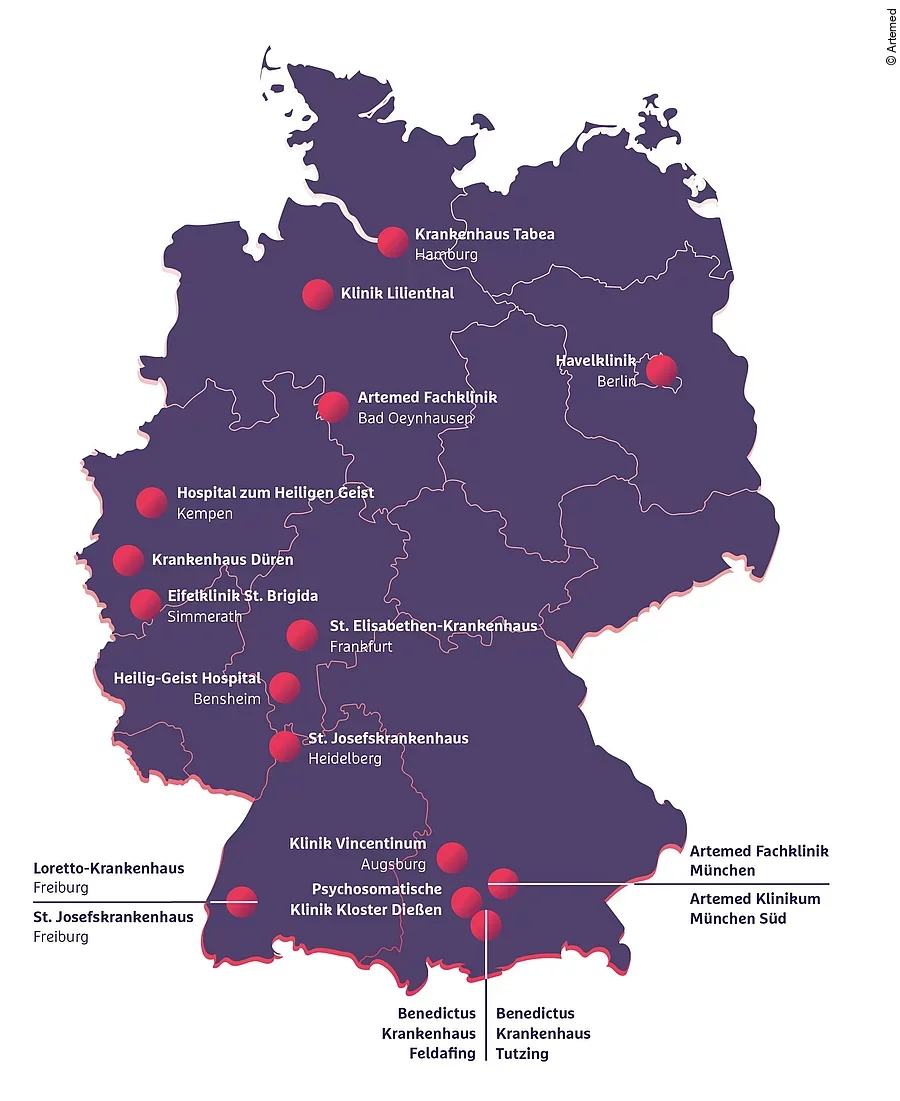 Artemed-Klinikstandorte